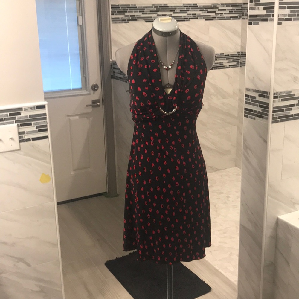 Red and Black Halter Dress